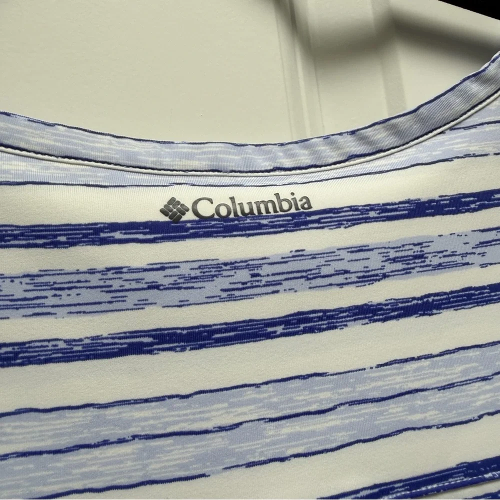 COLUMBIA SLEEVELESS ACTIVE FIT CHILL RIVER PRINTED SHEATH DRESS STRIPES SMALL - Picture 11 of 13